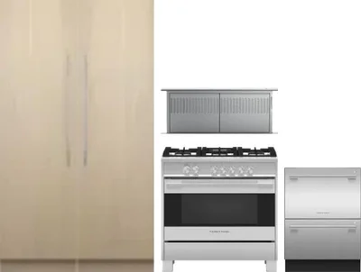 5 Piece Package Includes Refrigerator, Freezer, Range, Hood And Dishwasher